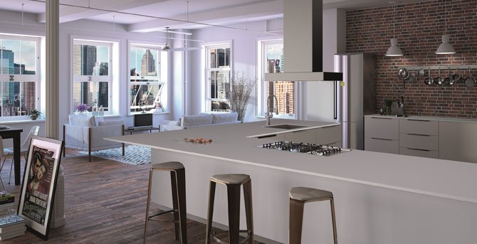 The new urban style quartz worksurface from COMPAC